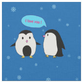 ペンギンのカップルの生地 ファブリック (クローズアップ)