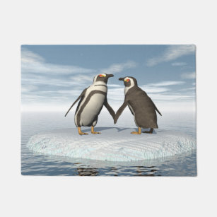 ペンギンのカップル ドアマット