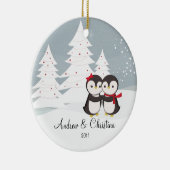 ペンギンのカップル ラブ かわいい クリスマス オーナメント (右)