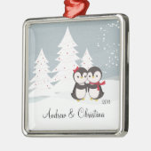 ペンギンのカップル ラブ かわいい クリスマス オーナメント (左)