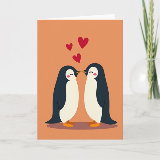 ペンギンのキスカップル ラブカード カード (正面)