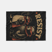 ペンギンのクマのフリッパーズアップレジスおもしろいトペンギンAGA フリースブランケット (正面(横))