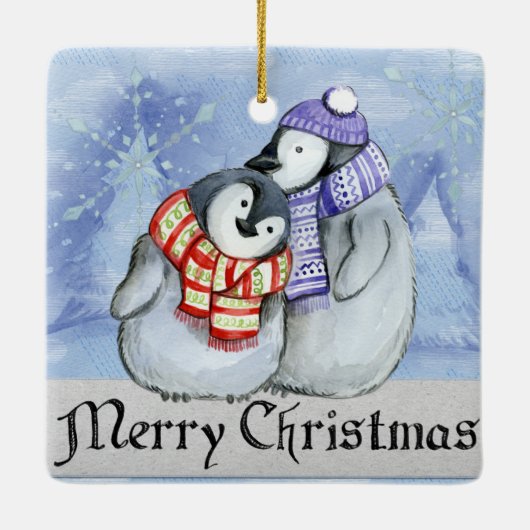 ペンギンのクリスマスオーナメント セラミックオーナメント (裏面)