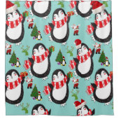 ペンギンのクリスマスシャワーカーテン シャワーカーテン (正面)