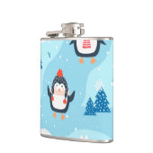 ペンギンのクリスマスシームレスパターン フラスク (左)