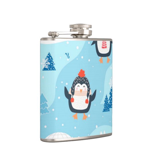 ペンギンのクリスマスシームレスパターン フラスク (右)