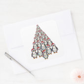 ペンギンのクリスマスツリーとサンタ帽子のクリスマスライト  スクエアシール (封筒)
