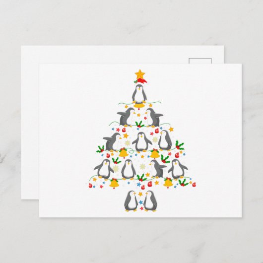 ペンギンのクリスマスツリーギフト、ペンギン愛好家 ポストカード (正面/裏面)