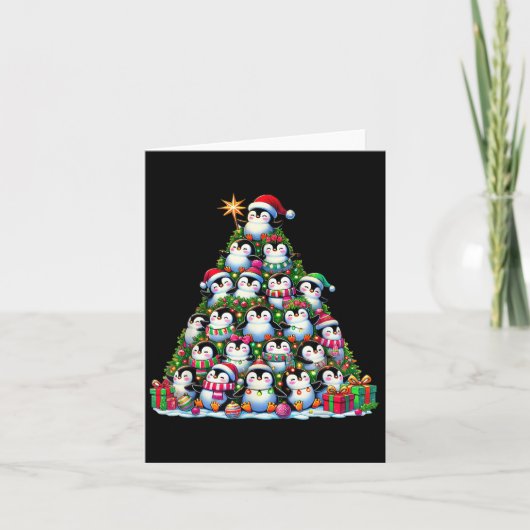 ペンギンのクリスマスツリー 面白いペンギンのXmas カード (正面)