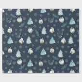 ペンギンのクリスマスパターン ラッピングペーパー (フラット)