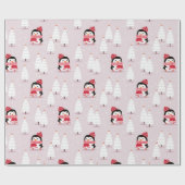 ペンギンのクリスマスパターン ラッピングペーパー (フラット)