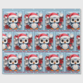 ペンギンのクリスマスプレゼントに可愛すぎる名前をカスタムする ラッピングペーパー (フラット)