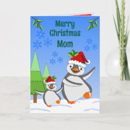 ペンギンのクリスマス折りたたみグリーティングカード カード