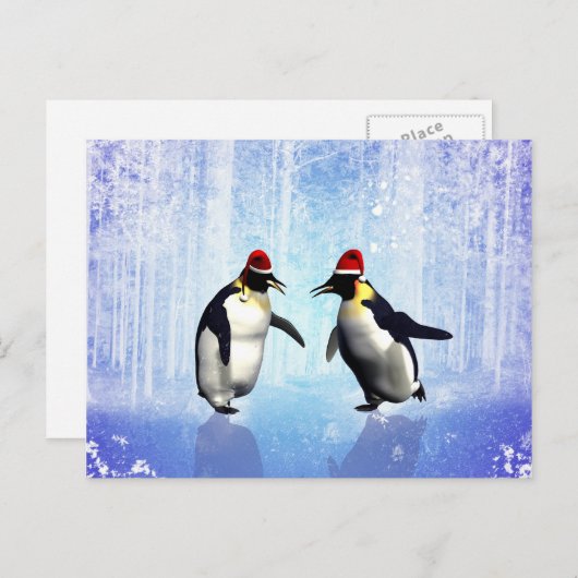 ペンギンのクリスマス用踊りおもしろい。 シーズンポストカード (正面/裏面)