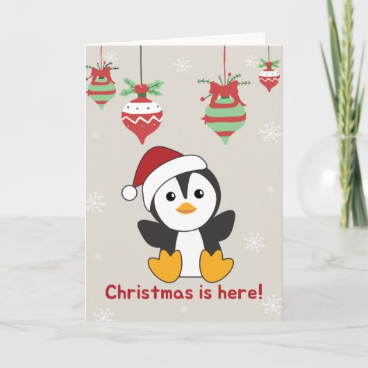 ペンギンのクリスマス スノー ウィンター 動物 ペンギン ホリ シーズンカード (正面)