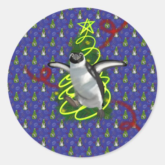 ペンギンのクリスマス ラウンドシール (正面)
