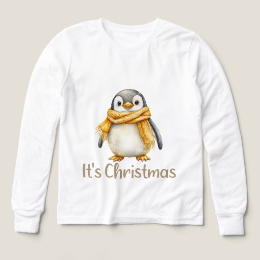 ペンギンのクリスマスTシャツ (デザイン正面)