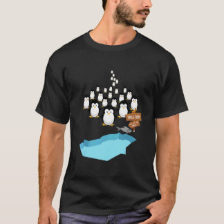 ペンギンのグループ 釣り氷雪 かっこいいペンギン Tシャツ