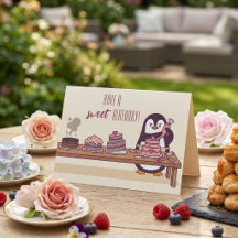 ペンギンのケーキデコレーター | スイーツバースデーカード