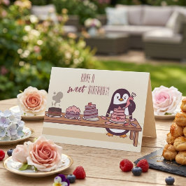 ペンギンのケーキデコレーター | スイーツバースデーカード シーズンカード