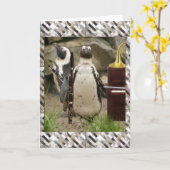 ペンギンのコンサート、風およびピアノ カード (黄色い花)