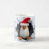 ペンギンのサンタのクリスマスで多くのおもしろいを雪おもしろい雪にする コーヒーマグカップ (中央)