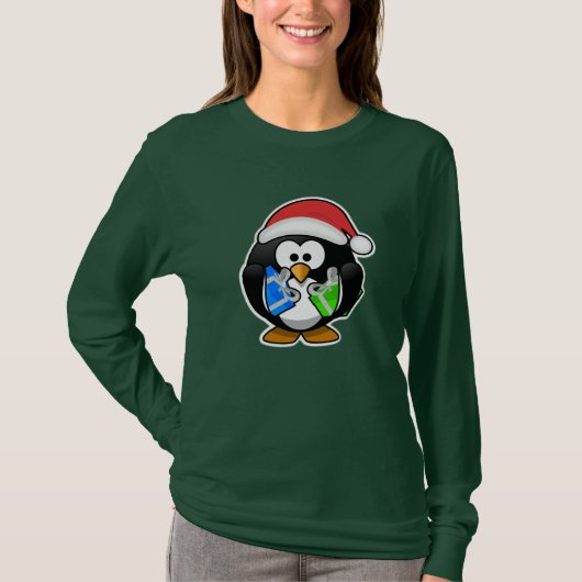 ペンギンのサンタクロースのワイシャツ Tシャツ (正面)