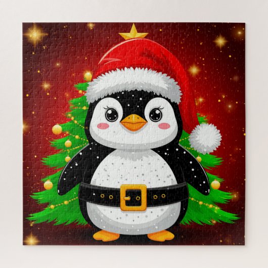 🐧 ペンギンのサンタ クリスマスツリーのホリデーFun ✨ ジグソーパズル (縦)