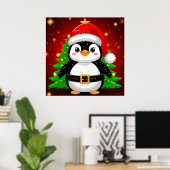 🐧 ペンギンのサンタ クリスマスツリーのホリデーFun ✨ ポスター (ホームオフィス)