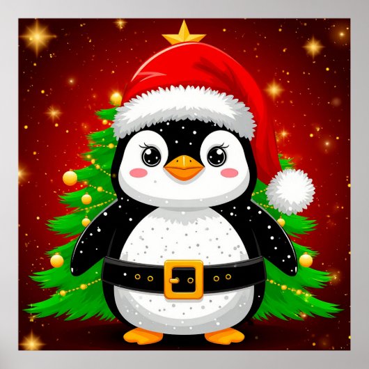🐧 ペンギンのサンタ クリスマスツリーのホリデーFun ✨ ポスター (正面)