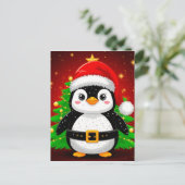 🐧 ペンギンのサンタ クリスマスツリーのホリデーFun ✨ ポストカード (スタンド正面)