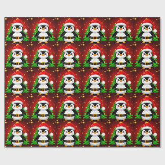 🐧 ペンギンのサンタ クリスマスツリーのホリデーFun ✨ ラッピングペーパー