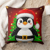 🐧 ペンギンのサンタ クリスマスツリー ホリデー Fun ✨ クッション (ブランケット)
