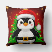 🐧 ペンギンのサンタ クリスマスツリー ホリデー Fun ✨ クッション (裏面)