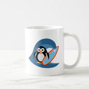 ペンギンのサーファー コーヒーマグカップ