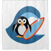 ペンギンのサーファー シャワーカーテン (正面)