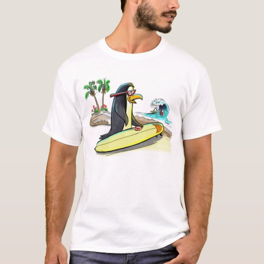 ペンギンのサーファー Tシャツ (正面)