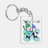 ペンギンのスケートで滑ることはクールです キーホルダー (正面左)