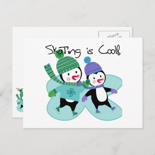 ペンギンのスケートで滑ることはクールです ポストカード (正面/裏面)