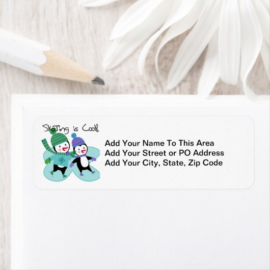 ペンギンのスケートで滑ることはクールです ラベル (インサイチュ)