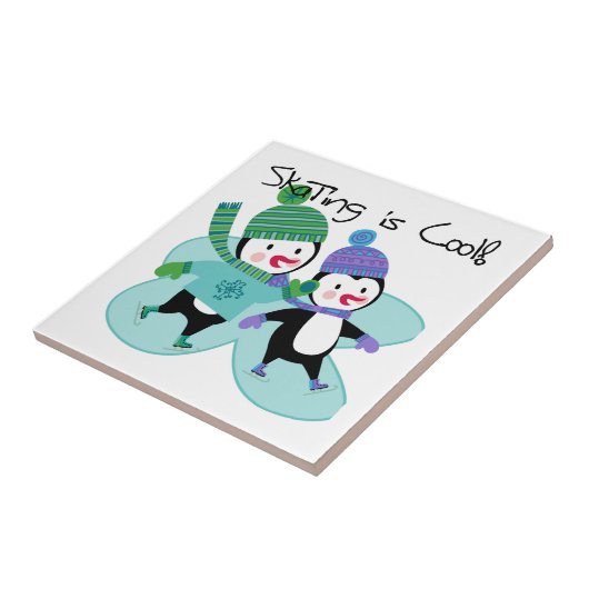 ペンギンのスケートで滑ることは涼しいです タイル (側面)