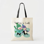 ペンギンのスケートで滑ることは涼しいです トートバッグ (正面)