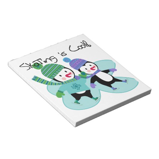 ペンギンのスケートで滑ることは涼しいです ノートパッド (アングル)