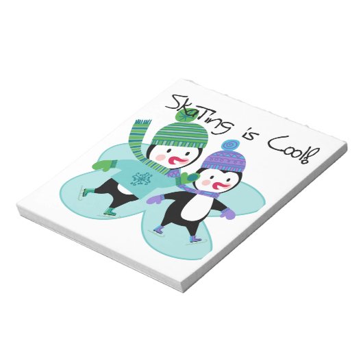 ペンギンのスケートで滑ることは涼しいです ノートパッド (回転)