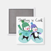 ペンギンのスケートで滑ることは涼しいです マグネット (正面/裏面)