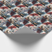 ペンギンのスノーグローブを持つサンタクロース ラッピングペーパー (角)