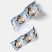 ペンギンのスノーボード急斜面下り サテンリボン (裏面)