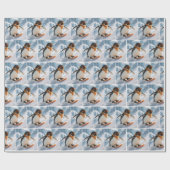ペンギンのスノーボード急斜面下り ラッピングペーパー (フラット)
