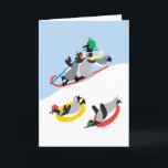 ペンギンのスレッジカスタムカード シーズンカード<br><div class="desc">ただただ楽しい！ペンギンがスレッジに乗っている雪のイメージ。 とってもかわいい！アーティストのdag dartによるオリジナルデザインは、とても気まぐれで楽しい雰囲気。 このカードはカスタマイズ可能。 中のメッセージを自由に変更できます。</div>
