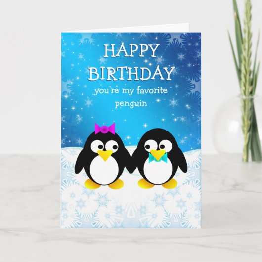ペンギンのハッピーバースデー カード (正面)
